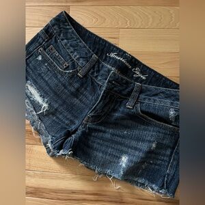 America Eagle, low rise, shortie, cut off, distressed, size 2, booty shorts